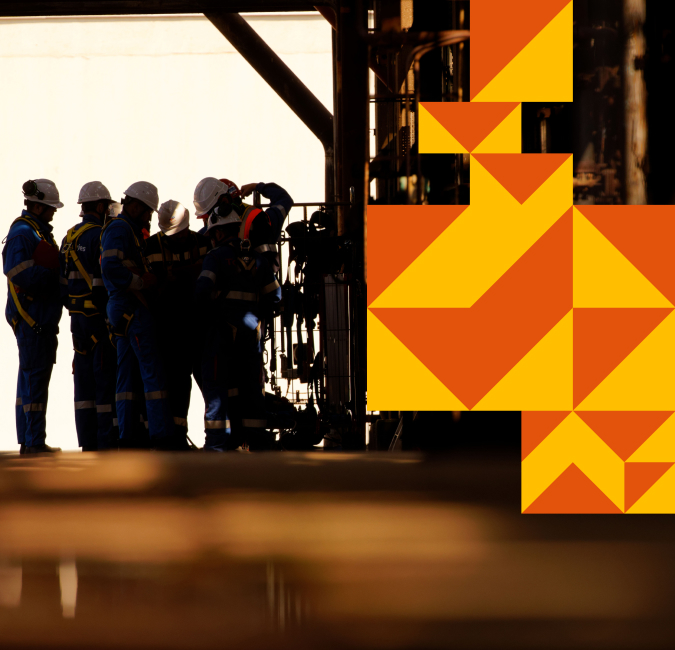 Group of trainees undergoing training on an industrial site 
