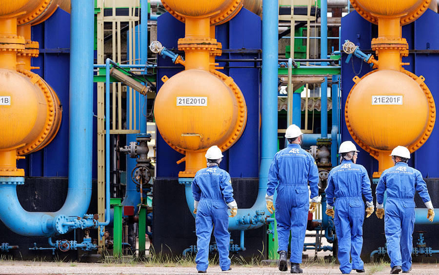 A team of technicians undergoing on-site training