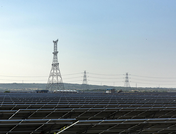 Solar farm connected to the electricity transmission grid